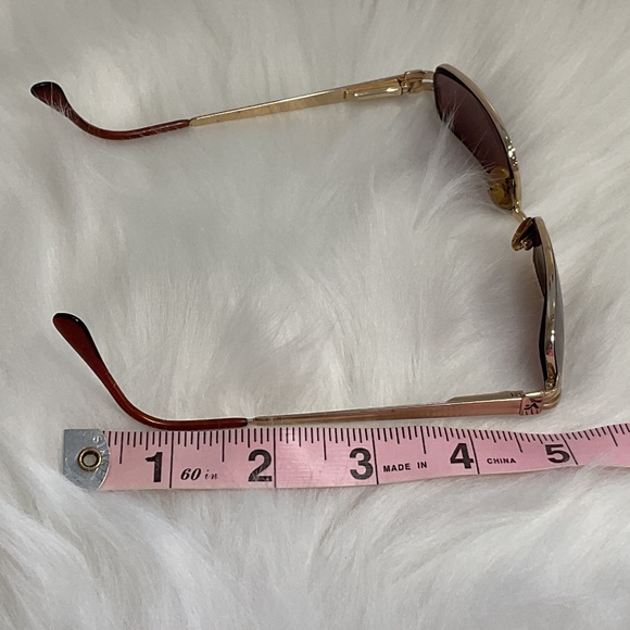 Rectangular Dark Brown Prescription Lens Sunglasses/Gold Tone Frame/Unisex/Case - Picture 12 of 16